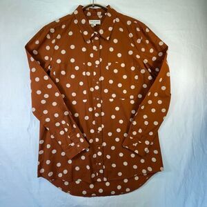 Chinti & Parker Brown White Polka Dot Long Sleeve Button Up Shirt Size Large